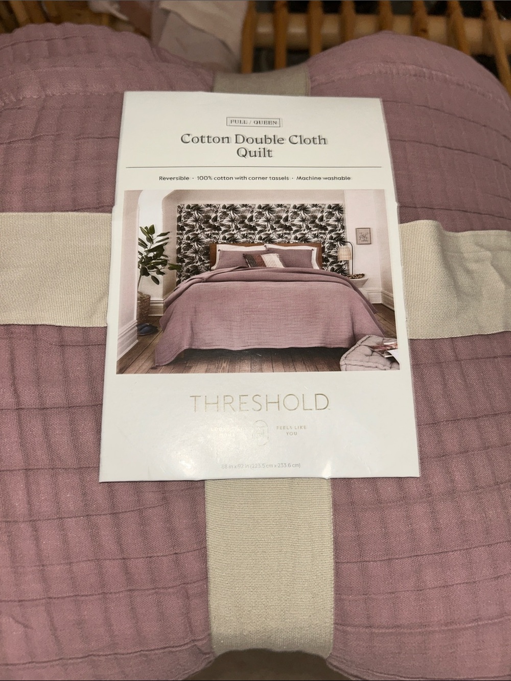 Threshold F/Q Mauve Cotton Double Cloth Quilt